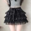 Bow Tie Tulle Tiered Mini Skirt High Waist A-Line Fluffy Cake Skirt  QT2881