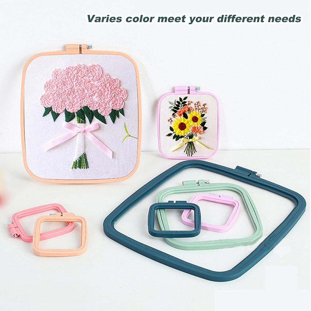 Square Embroidery Hoops Cross Stitch Hoop and ABS Plastic Embroidery Hoops for Sewing Needlework Cross Stitch Embroidery Project