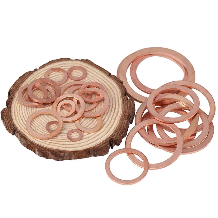 10PCS/Pack 2mm Thickness M4 5 6 7 8 10 12 14 15 16  17 18 20  21 22 24 25 26mm Copper Washer Solid Gasket Sump Plug Oil Seal