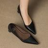 Inside and outside full leather professional commuter single shoes pointed head shallow mouth single shoes women's 2025 new versatile comfortable medi