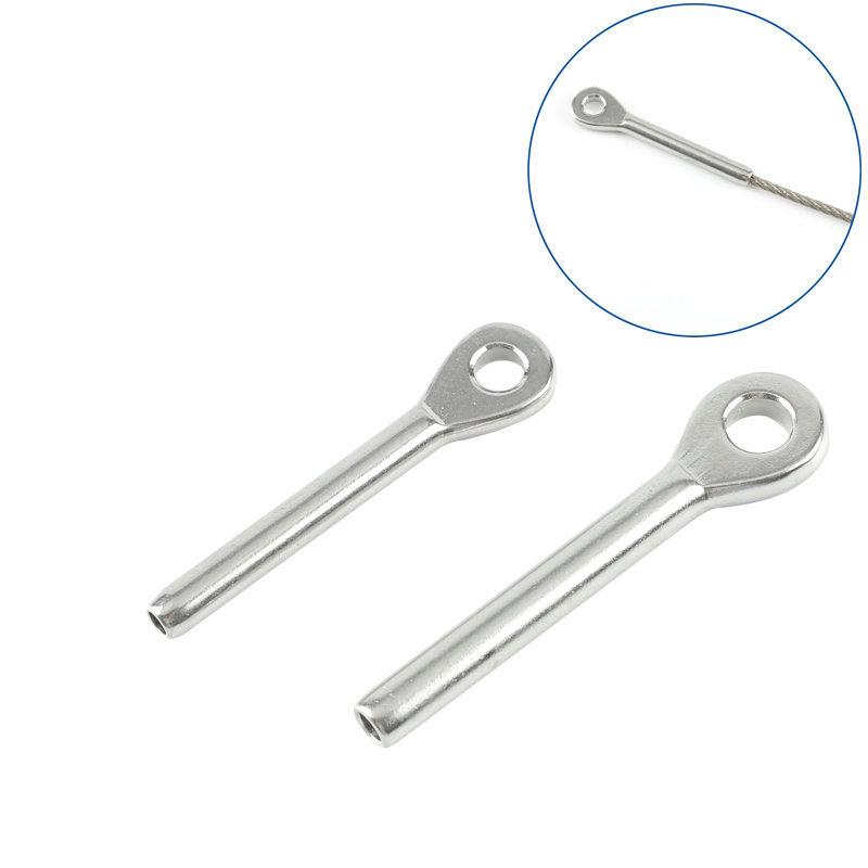 Stainless Steel 304 or 316 Wire Rope Fitting Hardware 3/4/5/6/8/10mm Swage Eye Terminal Cable Railing Tensioner
