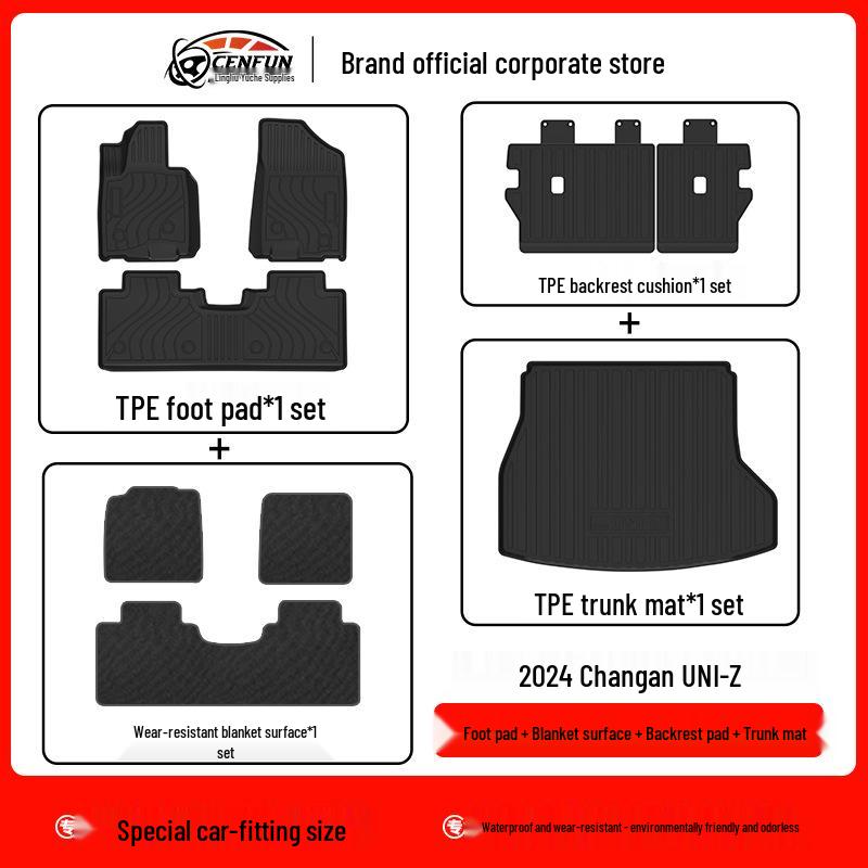 TPE Odorless Floor Mats & Trunk Liner for 2024 Changan UNI-Z - Eco-Friendly & Wear-Resistant.