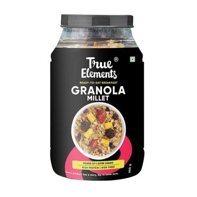 Millet Granola 900g by True Elements - Crunchy Granola With 21% Millets (Jowar & Bajra) | Granola For Breakfast | Diet Food | High Fibre Cereal
