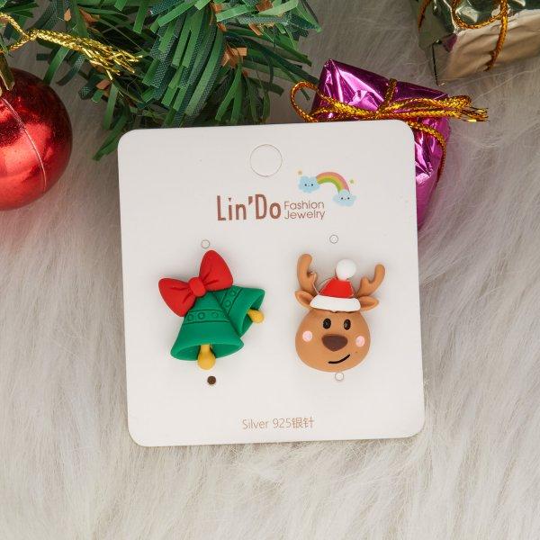 

New Fashion Christmas Stud Earring For Women Santa Claus Pearl Zircon Snowflake Elk Sock Hat Asymmetric Earring Festival Zircon