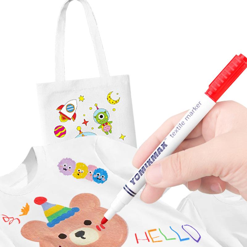 8Pcs/set 8-Color Handmade Creative Textile Pen DIY Canvas Bag White Cotton T-shirt Painting Pen Watercolor Pen Marker Graffiti Pen