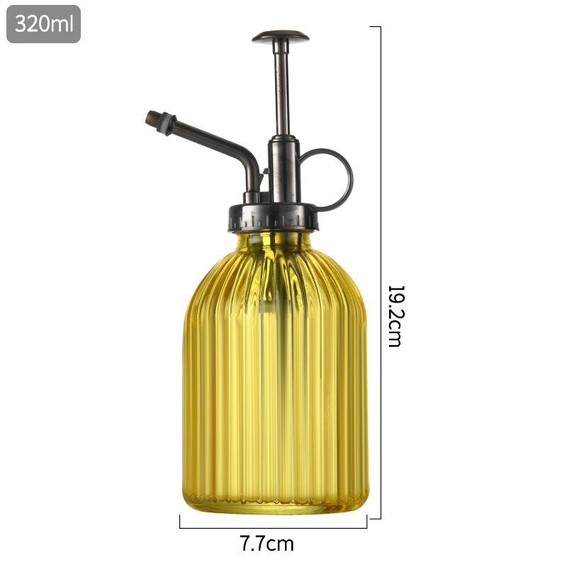 Creative Hand-Press Glass Watering Spray Bottle with Vertical Stripe Design