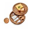 Acacia Wood Round Cheese Board & Knife Set