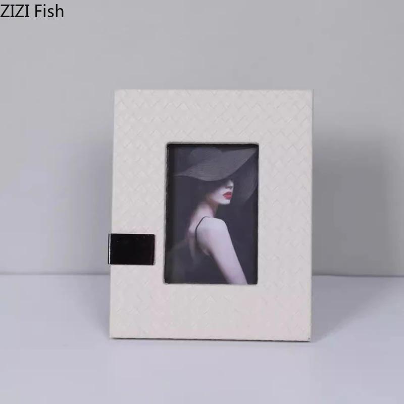 Minimalism Leather Photo Frames Modern Design Picture Frame Bedside Table Wedding Anniversary Photo Frame Desk Decoration