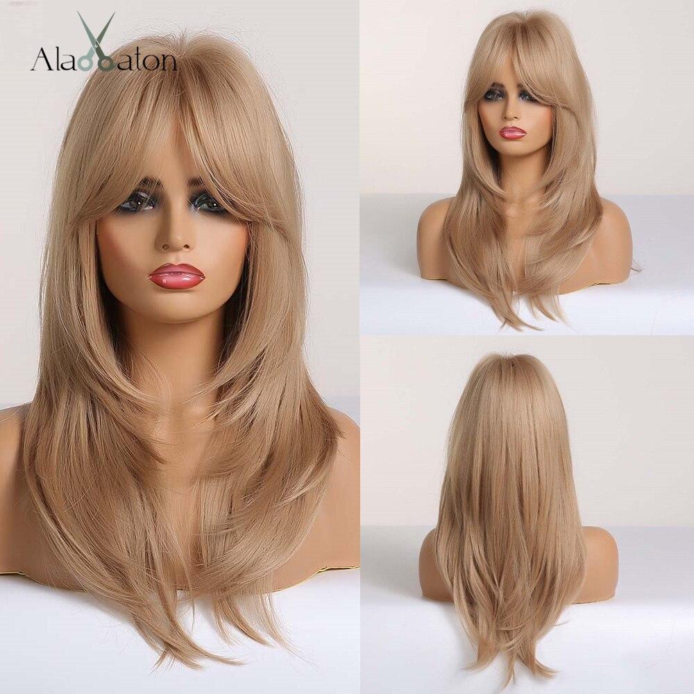 ALAN EATON Bob Syntetické ofiny Paruky Hnědá Blond Ombre Krátké rovné vlasy Paruky pro černé ženy Denní cosplay Odolné vůči teplu