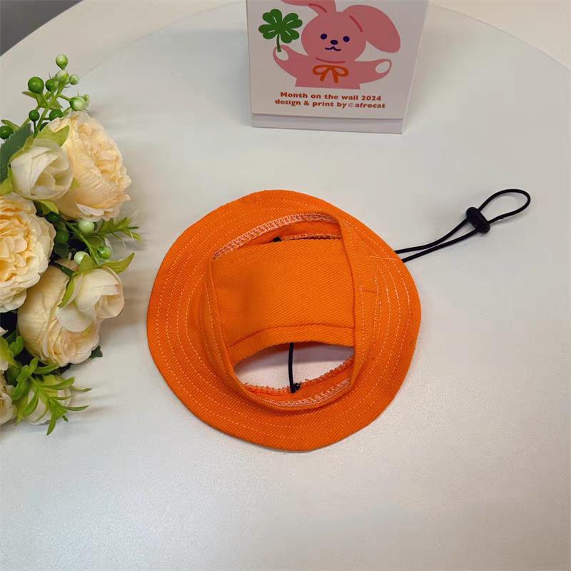 Solid Color Pet Summer Hat Sun Block Outdoor Camping Soft Adjustable Cotton Fisherman Hat for Cats Dogs S M L 1PC MOQ
