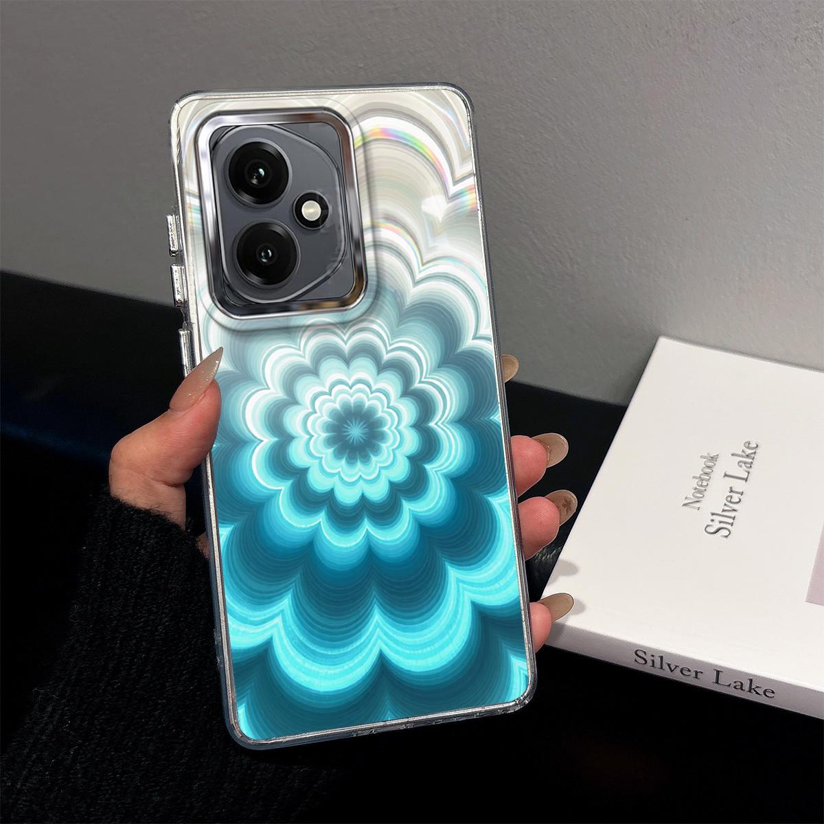 Чехол для HONOR 400 Радужный Градиентный Цветочный Прозрачный Чехол, Ударопрочная Защита Объектива Камеры HONOR 400 синий