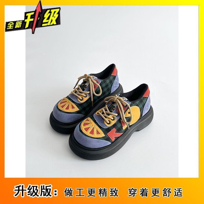 Spring and autumn new niche design color matching big head shoes women's cute board shoes versatile casual single shoes