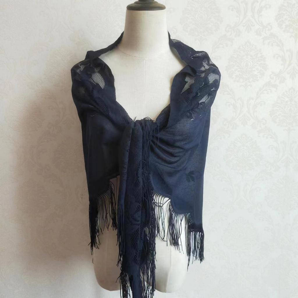 New Spring And Autumn Silk Scarf Thin Lace Triangle Scarf Women With Cheongsam Hanfu Shawl Fringe Scarf