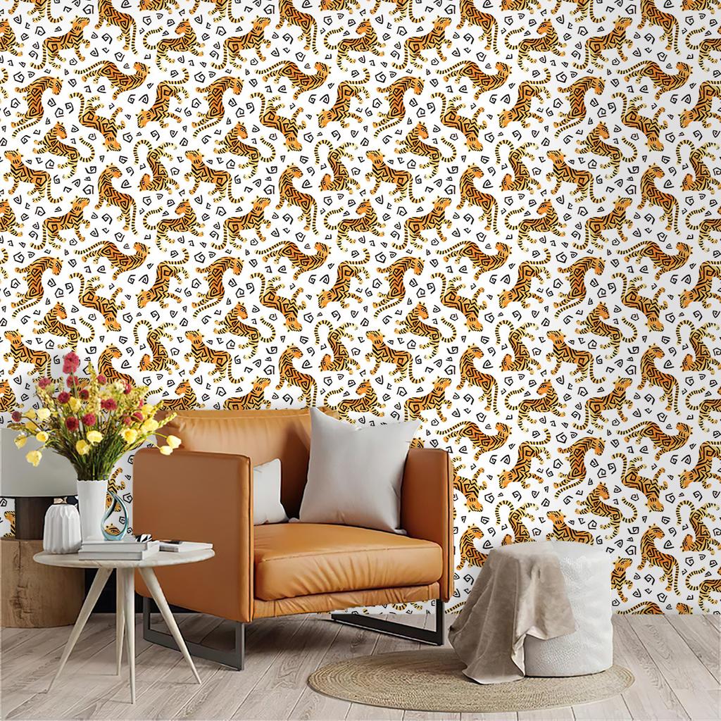 3D Wallpaper Tiger and Peacock Pattern Wallpaper Self Adhesive Bedroom Living Room Dormitory Decor Wall Mural Wardrobe Sticker