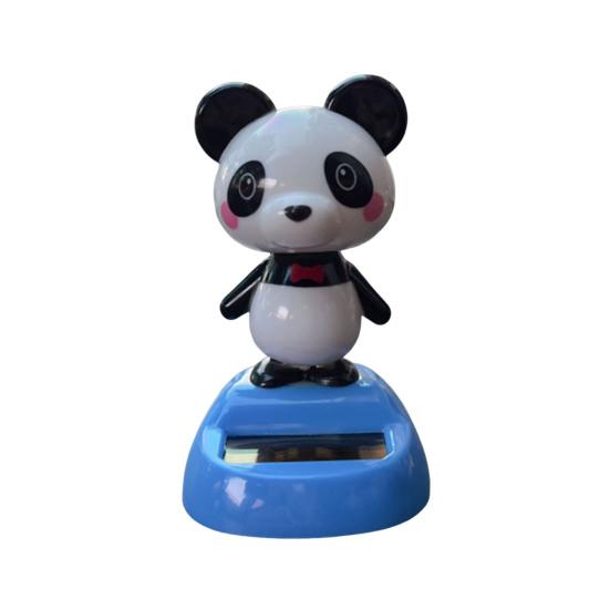 Car Ornament Solar-Powered Panda Dashboard Nodding Toy Car Interior Decoration with Swing Head Cute Car Dashboard Accessory Fun Gift for Car Lovers