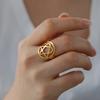 LIKGREAT Fashion Hexagram Heart Adjustable Ring Stainless Steel Star of David Pentagram Geometry Je Jewelry Gifts Wholesale