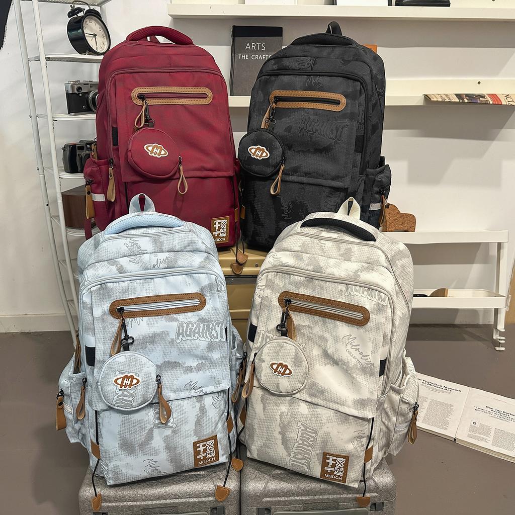 Schoolbag Backpack Korean Version of College Style Tie-dye Casual Backpack Campus Class Junior High School Large Capacity Student Schoolbag Female