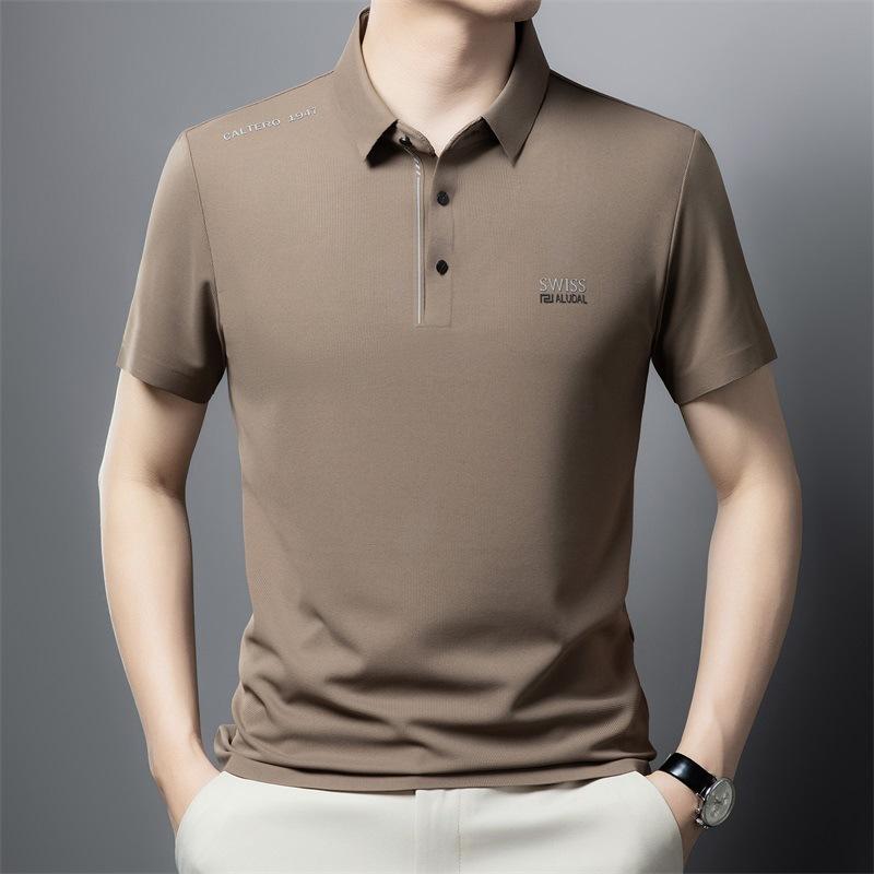 Men's Short-Sleeved T-shirt Polo Shirt Summer Business Casual Men's Clothing Seamless Lapel T-shirt