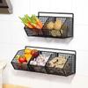 Wall-Mounted Kitchen Storage Basket for Scallion, Ginger, Garlic, and Vegetables