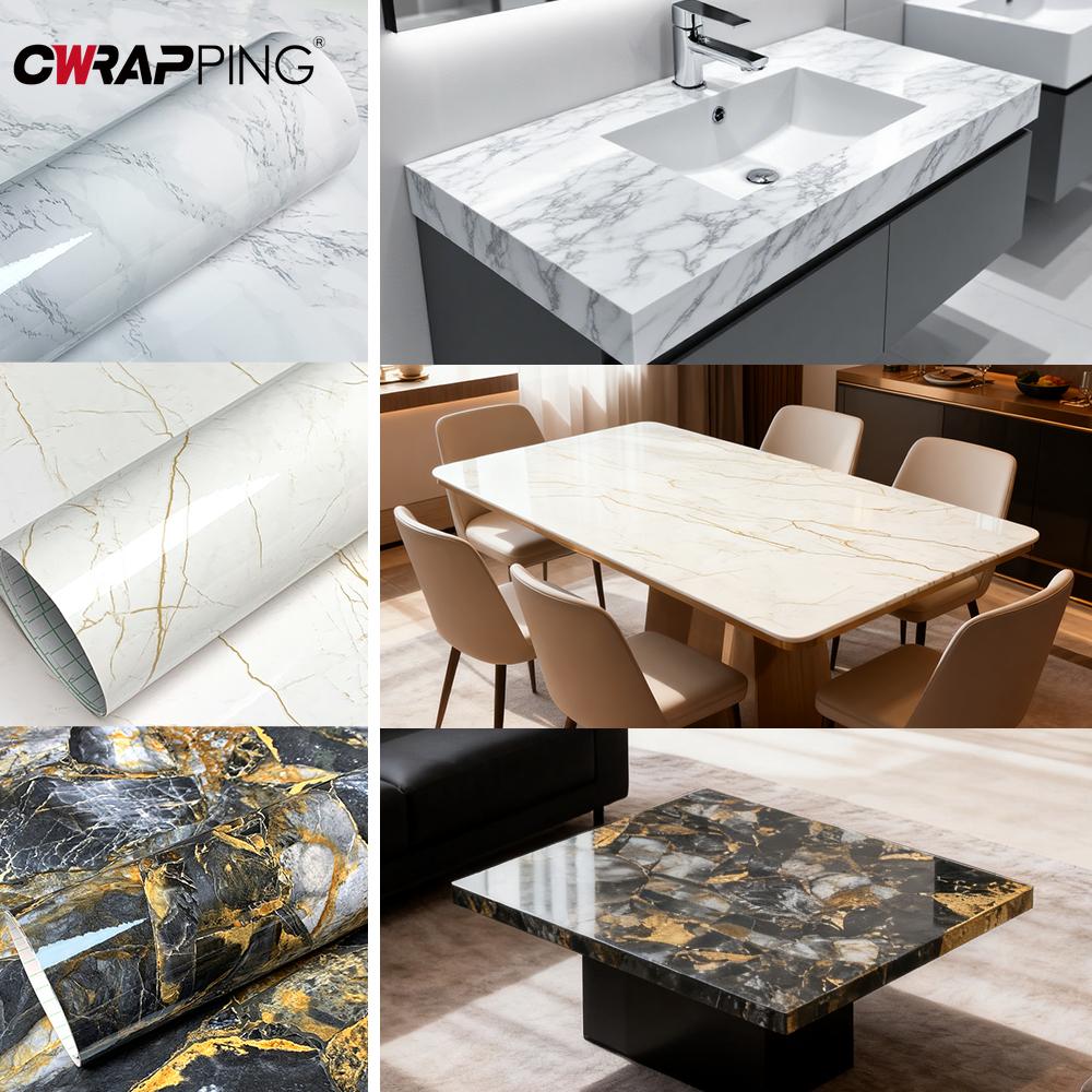 PVC Waterproof Self-adhesive Vinyl Floor Self Adhesive Wallpaper for Wall Border Marble Pattern Thick Modern Imitation Stickers