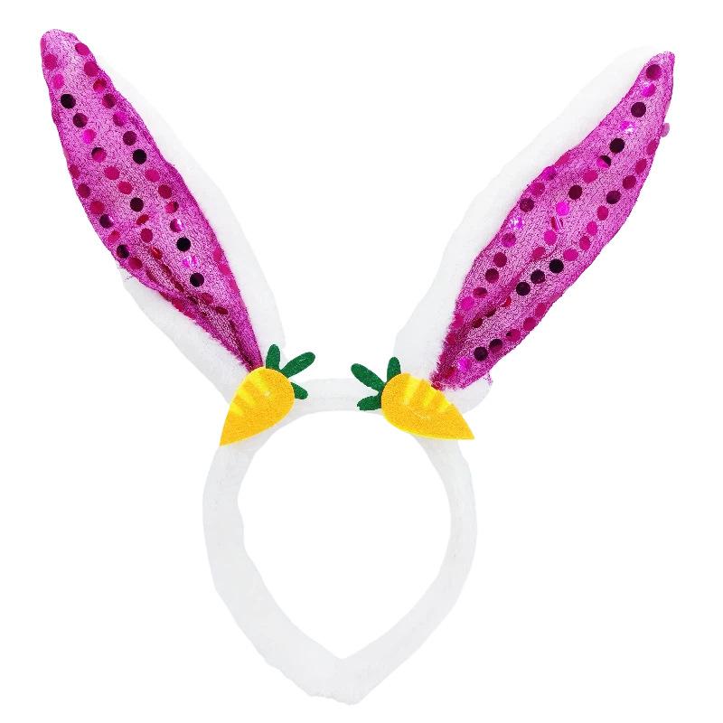 Neue Osterhasenohr-Haarbänder Plüsch-Hasenohren Karotten-Haarband Party Cosplay Kostüm Kopfschmuck Gesichtswasch-Haar-Accessoires Geschenk