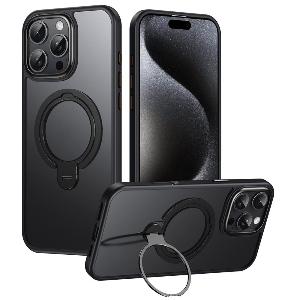 

Чехол для телефона iPhone 16 Pro с подставкой, матовая задняя крышка, совместимый с MagSafe Black