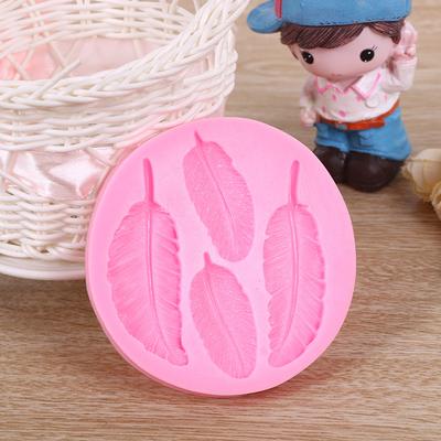 4 Feathers 1 Leaf Silicone Cake Mold Diy Chocolate Cake Decoration Dry Pais Clay Plaster