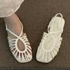 Fashion Ladies Shoes High Quality Slip on Ankle-wrap Women's Sandals Summer Solid Closed Toe Chunky Heels Beach Sandals Women