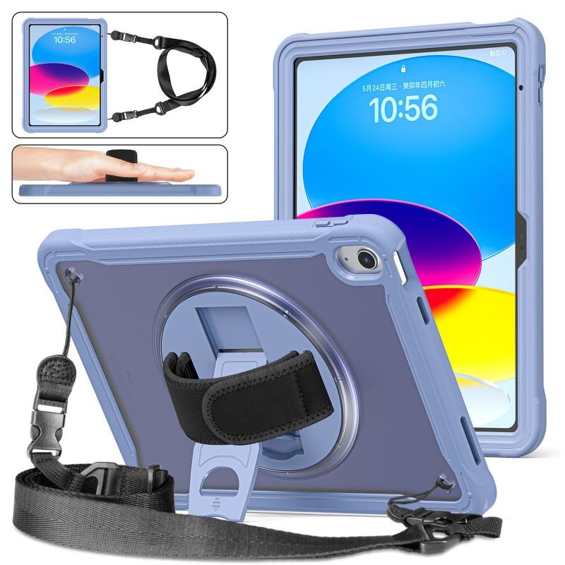IPad 10th Gen 10.9 Inch Case Shockproof Full Body Cover With 360 Rotating Stand TPU Hand Strap