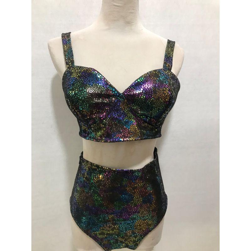 

Bright Colorful Suit Performance Clothes Nightclub Bar Singer Gogo Lead Dance Dsstage Performance Wear Phantom 2-piece Suit S