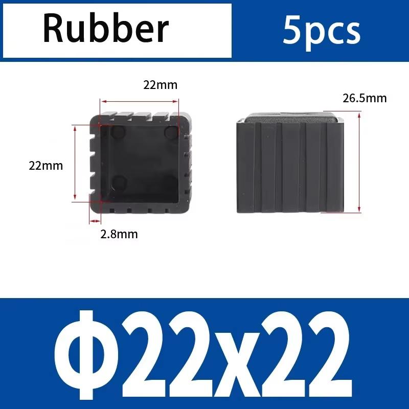 Square Rubber Black Chair Leg Caps Protector Pads Pipe Plugs Non-slips Table Foot Dust Cover Socks Floor Furniture Accessories