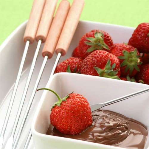 Sengin No Ya Petit Chocolat Chocolate Fondue Forks and Cheese Fondue Picks (24cm Long) with Wooden Handles, Set of 6