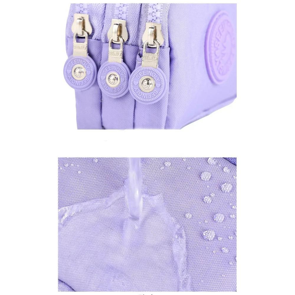 Waterproof Mini Nylon Coin Purse - Women's Zipper Wallet with Three Layers, Portable Card Holder & Headphone Bag for Girls