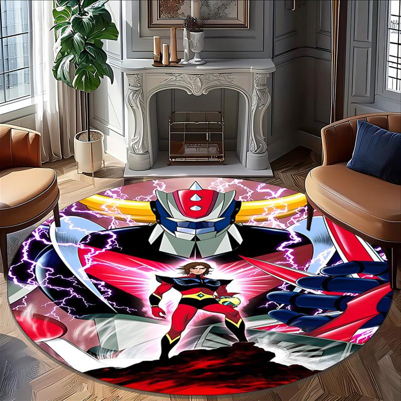 1pc UFO Robot Grendizer10 Print Round Carpet Chair Round Carpet Suitable for Bedroom Living Room Home Decorative Carpet