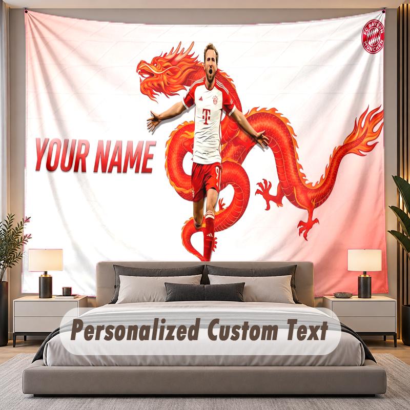 Custom Name Text Tapestry Harry Kane Personalized Polyester Wall Tapestry For Bedroom And Room
