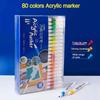 Fine Nib Acrylic Marker Pen Set 80 Colors Child Painting Graffiti Pens Stationery Supplies