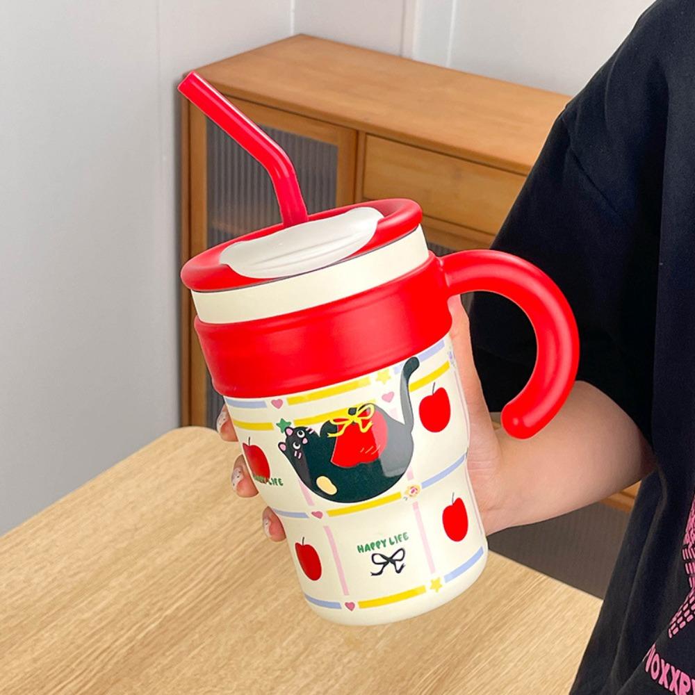 Stainless Steel Cat Thermos Cup Portable Coffee Mug Fashion Insulation Cup  Office