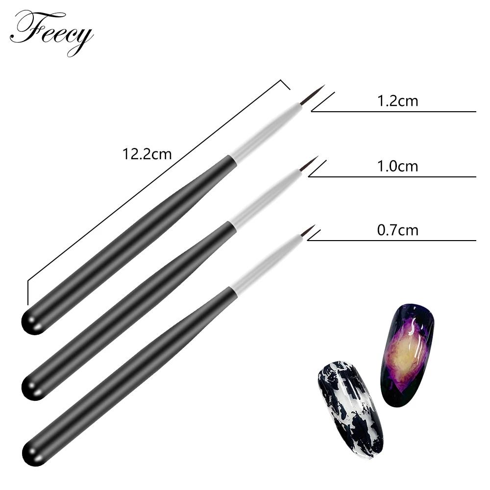 3pcs UV Gel Brush Liner Painting Pen for Manicure Drawing Carving Pen Acrylic Nail Art Line Tips Brushes Pencel Nail Art Tools