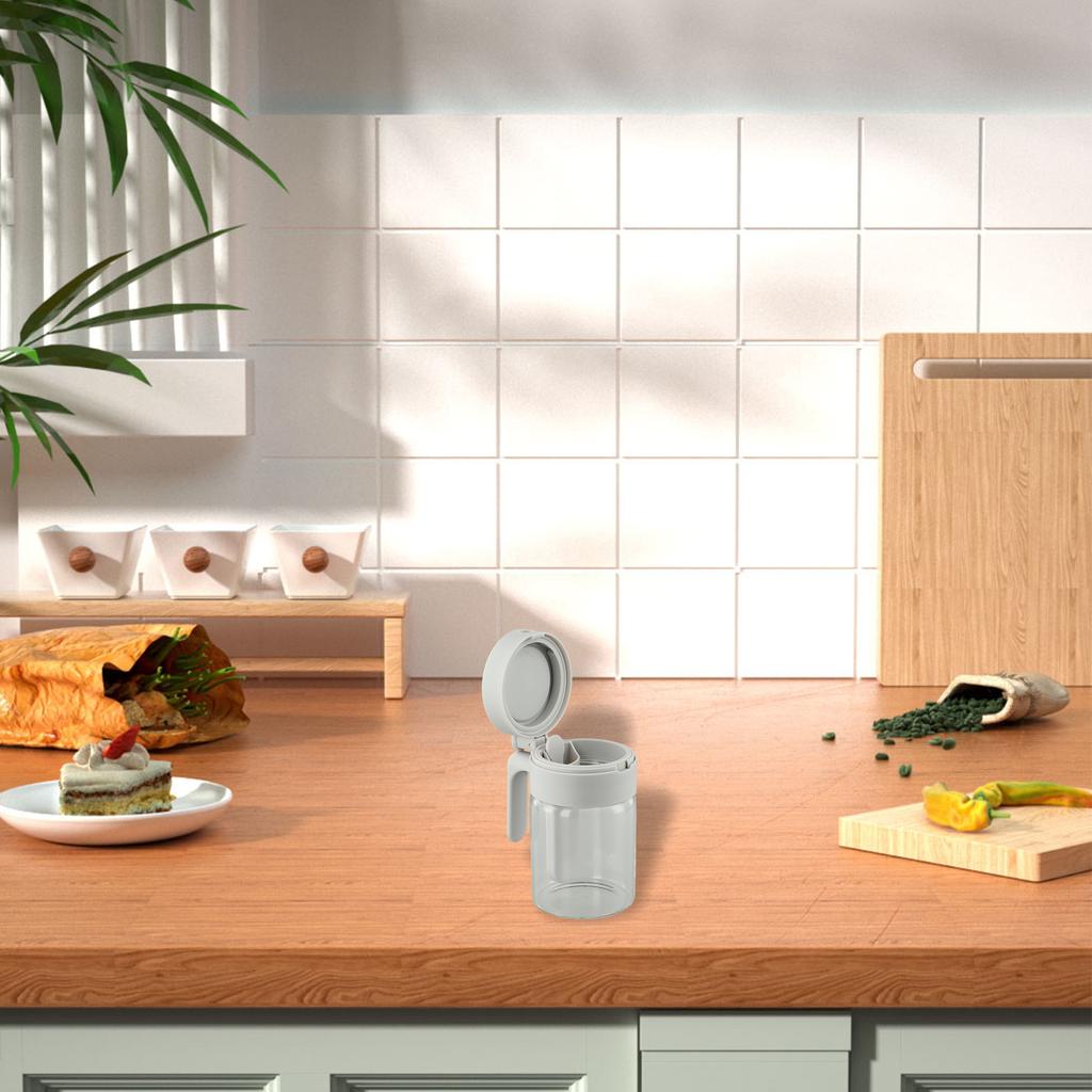 User Friendly Seasoning Container with Clear Glass and Space Saving Design