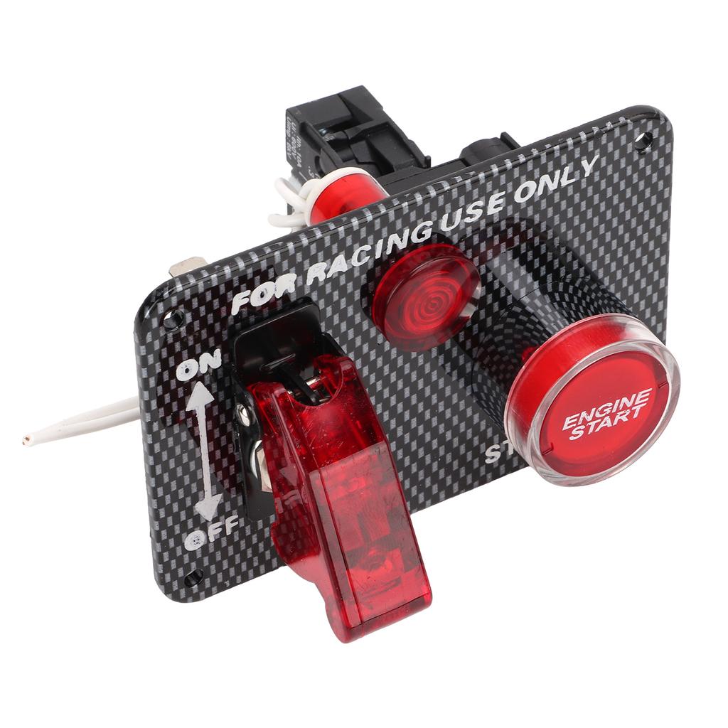 Kit de painel de interruptor de ignição 12V 40A Fibra de carbono Estilo de corrida Liga de alumínio Universal para automóvel