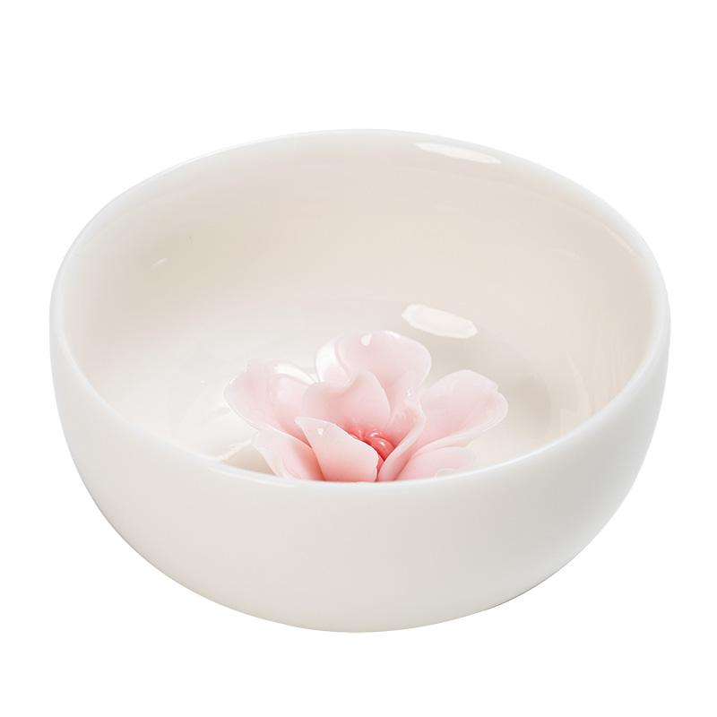 Sheep Fat Jade Porcelain Handmade Pinch Flower Cup White Porcelain Master Cup Girls Single Cup Ceramic Ladies Kung Fu Teacup