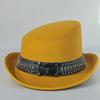 Schräges Oberteil Fedora Unisex Gentleman Cosplay Derby Bowlerhut Britische Form Hut Herbst Winter Magischer Hut Federzubehör