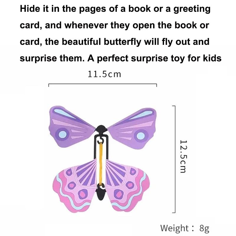 1-30PCS Random Magic Flying Butterfly In The Book Rubber Band Wind Up Toy Internet Celebrity Butterfly Simulation Party Gift