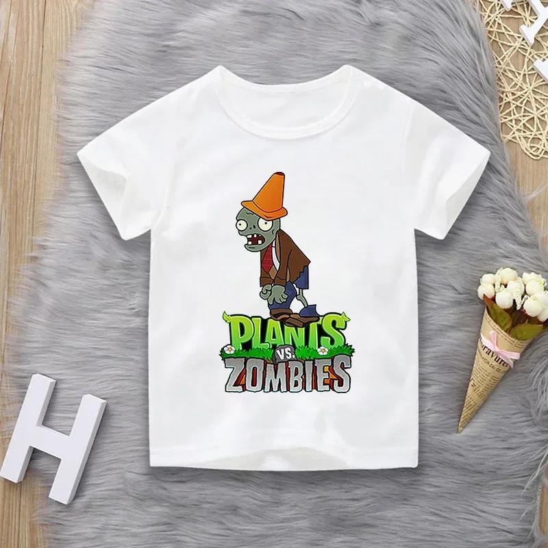 Plants Vs Zombies Printed Casual TShirt for Boys Girls Short Sleeve Top for Middle School Students Family Matching Outfits