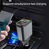 4 In 1 Retractable Car Charger Fast Charging Car Charger  with USB Type-C Cable & 2 Type C Charging Ports, Universal Car Charger