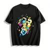 Astronaut Riding Rocket With Boombox Graphic Casual Top Pure Cotton T-shirt