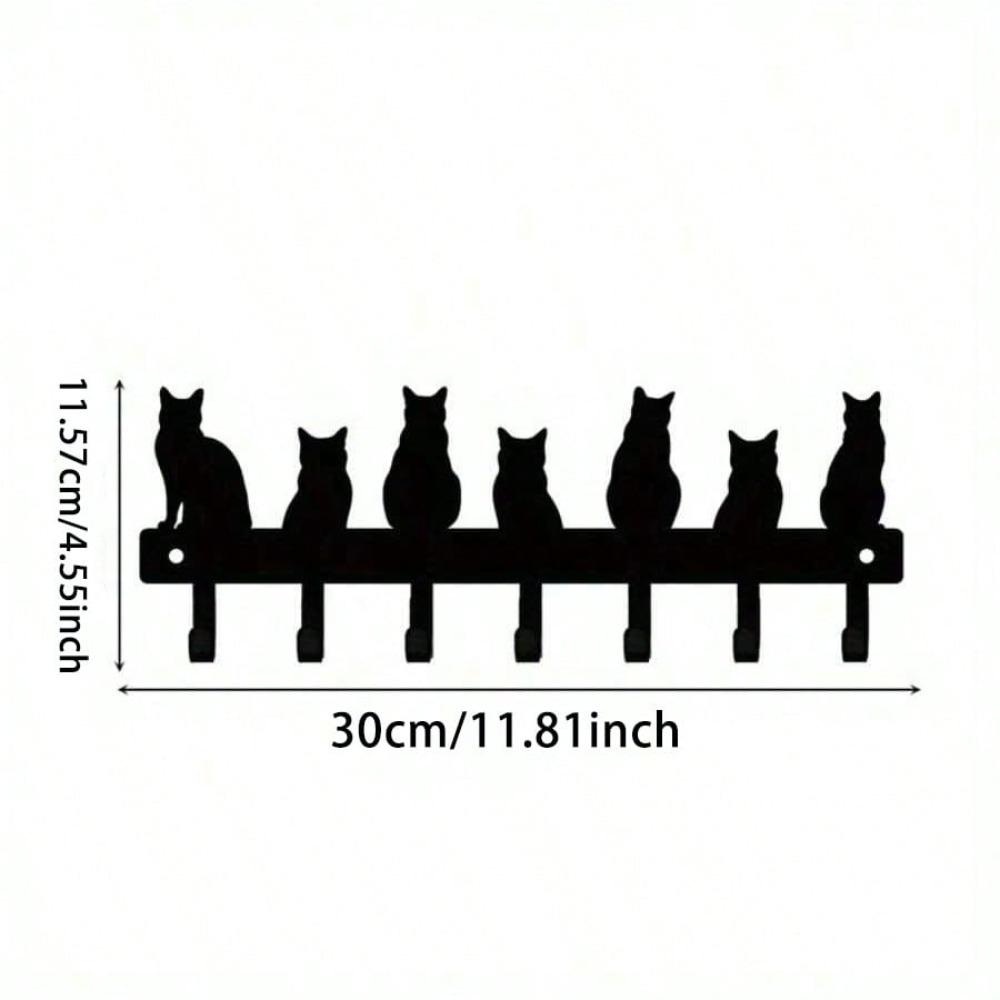 Cat Shape Key Hook Wall Mount Metal Key Holder Home Decor Storage Christmas Gift
