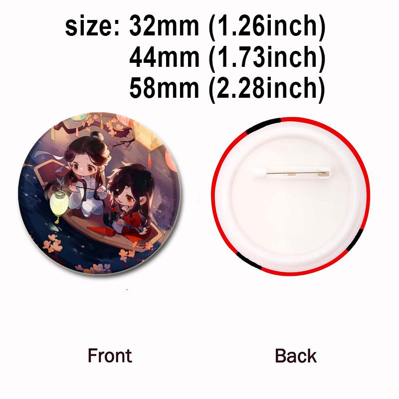 32/44/58mm Heaven Official's Blessing Anstecker Huacheng Xie Lian Anime Broschen Handgemachte Niedliche Emaille-Pins für Kragen Kleidung Schmuck 44/58mm