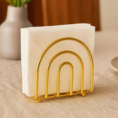 Stabiele Metalen Servethouder Herbruikbaar Vrijstaand Tissuepapier Opbergrek Decoratieve Holle Tissue Dispenser Bureau Tafel