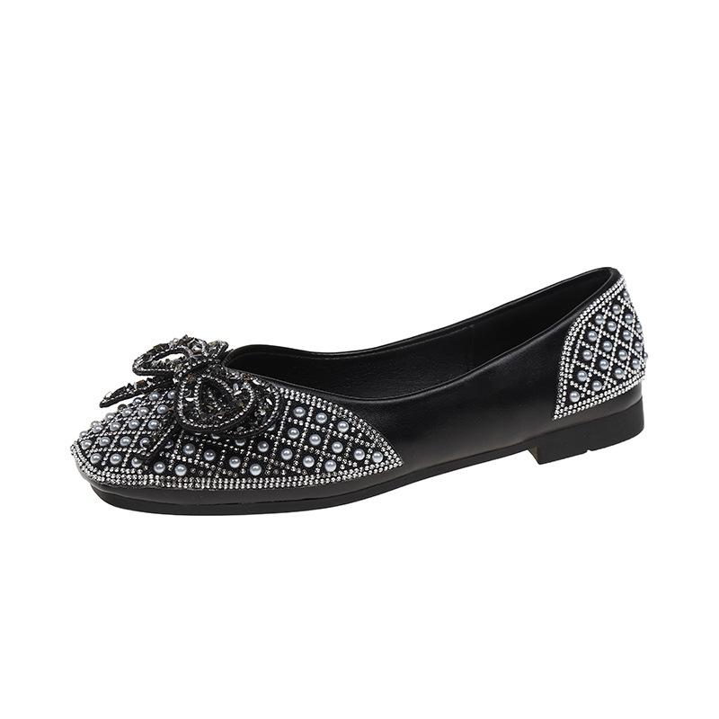 Damskie Buty 2026 Wiosna Nowa Moda Wygodne Miękka Podeszwa Węzeł Kwadratowy Nosek Baleriny Lekkie Cykiny Damskie Codzienne Mokasyny